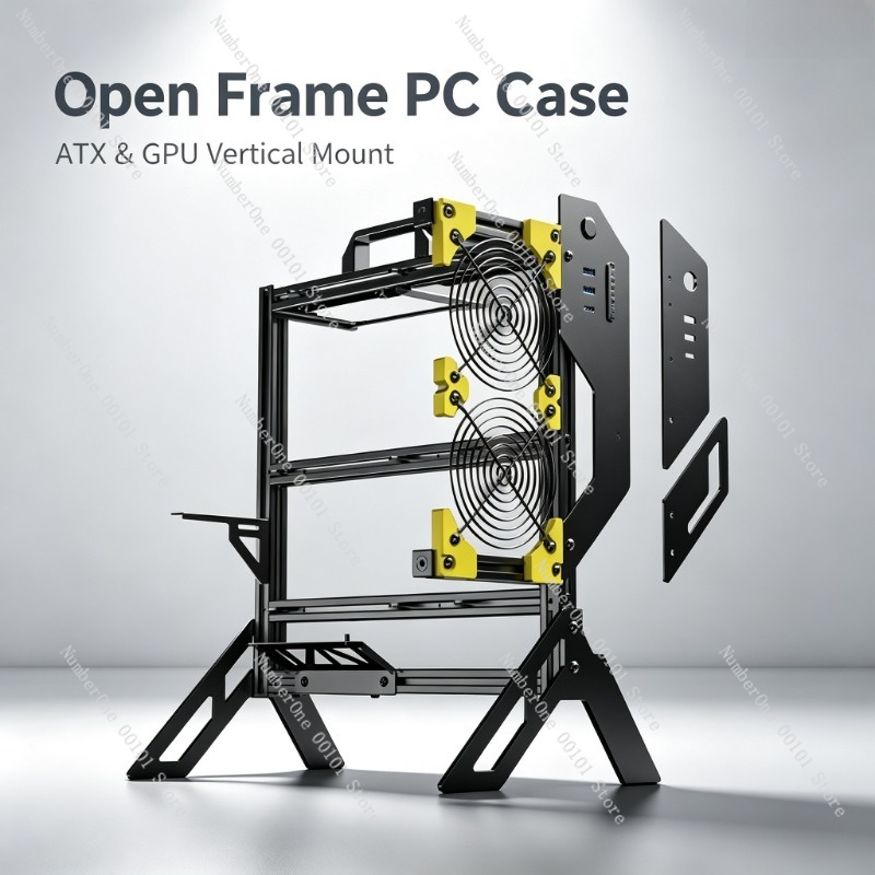 Aluminum Open Frame Test Bench Water Cooling - علبة كمبيوتر مفتوحة الإطار مصنوعة من
