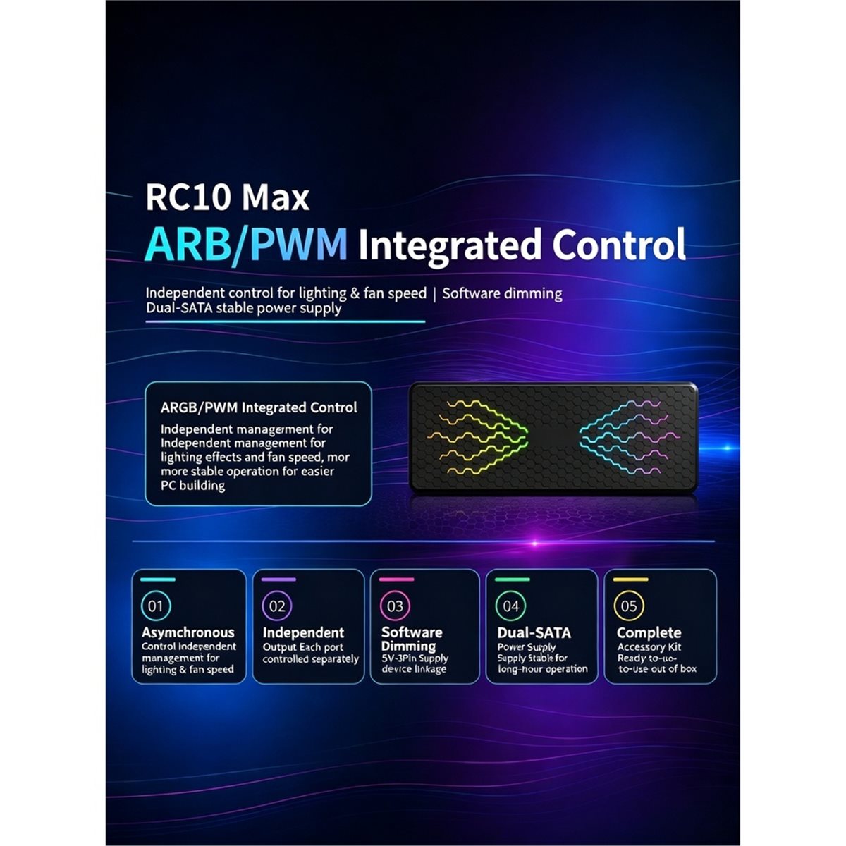 RC10max ARGB Hub لعلبة الكمبيو - مراجعة Case Fan Controller وسعره